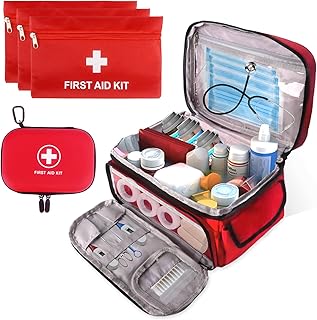 First Aid Bag Empty, 5-Set with Large Medical Organizer, 3 Portable Pouches & Hanging Bag for Home Car Travel Camping Office School Outdoor Adventure Medical Supplies,Pet First Aid Kits (Red) product image