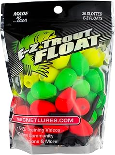 Trout Magnet E-Z Trout Floats - 36 Easy to Adjust Slotted Fishing Bobbers - Freshwater and Saltwater Teardrop Fishing Strike Indicators - Made in The USA by Leland's Lures - Ultra-Responsive Floats product image