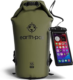 Earth Pak Waterproof Dry Bag - Roll Top Waterproof Backpack Sack Keeps Gear Dry for Kayak with Waterproof Phone Case product image