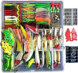 Topconcpt 275-Piece Fishing Lure Kit - Frogs, Spoons, Grasshoppers - for Bass, Trout, Salmon product image