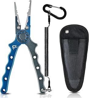 Piscifun Fishing Pliers, Saltwater Fishing Pliers with Split Ring, Fish Hook Remover, Corrosion Resistance Fly Fishing Pliers with Braid Cutters, Sheath and Lanyard, Fishing Gear Gifts for Men product image