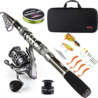 Sougayilang Fishing Rod Reel Combo with Telescopic Fishing Pole Spinning Reel Carrier Bag for Travel Saltwater Freshwater Fishing product image