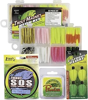Trout Magnet Ultimate Bundle - 82 pc Trout Fishing Gear Kit - 350 Yard Trout S.O.S. Monofilament Fishing Line, Phantom Fluorocarbon Leader Line, 4 E-ZTrout Floats product image