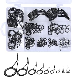 90pcs 9 Sizes Fishing Rod Guide Tip - Spinning Eyes Rings Top Guides 60Pcs, Silver Integrated All Stainless Steel Bait Casting Rod Repair Kit product image