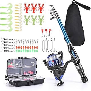 Leo Light Weight Kids Fishing Pole Telescopic Fishing Rod and Reel Combos with Full Kits Lure Case and Carry Bag for Youth Fishing and Beginner 130CM (Rod and Reel Combos with Full Kits and Carry Bag) product image