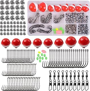 Fishing Tackle Kit, 160pcs Basic Bobbers and Hooks Assortment With Octopus Circle, Baitholder Hooks, Sinker Weights, Terminal Tackle Box for Trout Catfish Panfish product image