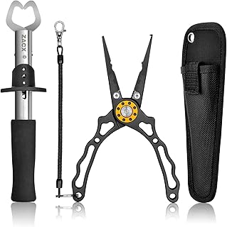 ZACX Fish Lip Gripper Pliers - Upgraded Muti-Function Hook Remover and Split Ring Pliers for Fly Fishing, Ice Fishing, Fishing Gear - Gift for Men (Package B) product image