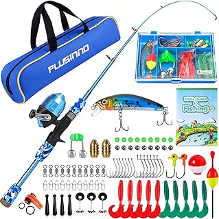PLUSINNO Kids Fishing Pole with Spincast Reel Telescopic Fishing Rod Combo Full Kits for Boys, Girls, and Adults product image