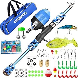 ODDSPRO Kids Fishing Pole Pink, Portable Telescopic Fishing Rod and Reel Combo Kit - with Spincast Fishing Reel Tackle Box for Girls, Youth product image