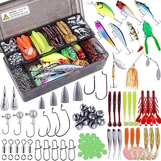 PLUSINNO Fishing Lures, 292/210Pcs Tackle Box with Tackle Included, Crankbaits, Hooks, Weights, Fishing Accessories kit, Fishing Bait Lure Gear Kit Gift for Men Bass,Trout product image
