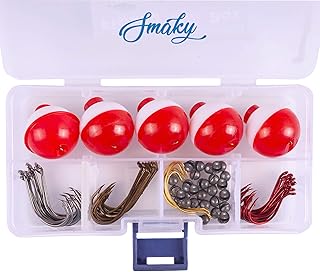 Smaky Fishing Tackle Kit Beginners Equipment 80 Pcs-Includes Fishing Hooks Bobbers Circle Octopus Hooks Sinkers| Starter Kit for Artificial and Live Baits (80-Pcs) product image