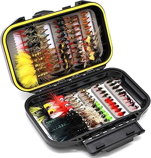 Fly Fishing Flies Assortment Kit Dry Wet Nyphms Tenkara Popper Streamer Woolly Bugger for Trout Bass Salmon Steelhead with Fly Box product image