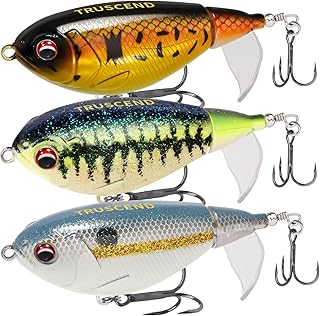 TRUSCEND Top Water Fishing Lures with BKK Hooks, Whopper Lure for Freshwater or Saltwater, Floating Lures for Bass Catfish Pike Walleye, Surface Wobble PoPobait Baits Teasers Fishing Gifts for Men product image