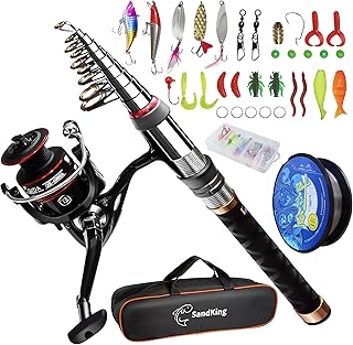 Fishing Pole Kit, Carbon Fiber Telescopic Fishing Rod and Reel Combo with Spinning Reel, Line, Bionic Bait, Hooks and Carrier Bag, Fishing Gear Set for Beginner Adults product image