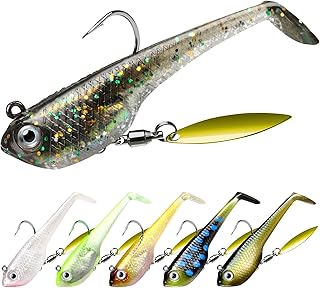 TRUSCEND Easy Catch Pre-Rigged Soft Lures, Unique Vibrating Swim Action and Trembly Sinking Move for More Bites, Amazing Soft Swimbait for Family Fishing, Fishing Lures for Bass Trout Crappie Walleye product image