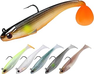 TRUSCEND Easy Catch Pre-Rigged Soft Lures, Unique Vibrating Swim Action and Trembly Sinking Move for More Bites, Amazing Soft Swimbait for Family Fishing, Fishing Lures for Bass Trout Crappie Walleye product image