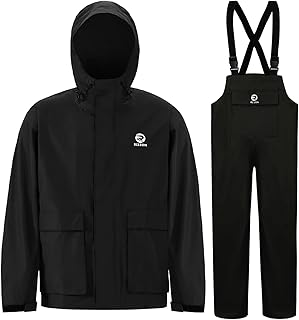 Rizzon Fishing Rain Suit for Men Waterproof Sailing Rain Jacket Bib Pants With Hood Foul Weather Gear product image