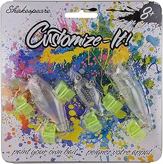 Shakespeare Customize-It Bait Kit, Paint-Your-Own Fishing Lures for Kids, Clear Construction for Easy Customization, 3 Fish-Catching Shapes, Easy and Safe for Beginners product image