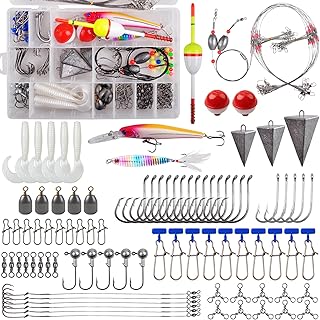 Saltwater Surf Fishing Tackle Kit 138pcs Include Pyramid Sinkers Saltwater Lures Hard Bait Minnow, J Hooks Leaders, Swivels Snaps, Beads, Bobber Floats, Soft Plastic Worms, Various Fishing Gear Tackle product image