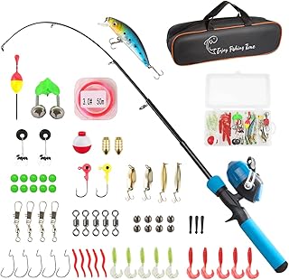 Kids Fishing Pole Kit, 59'' Telescopic Rod and Reel Beginner Combo with Spincast Reel,Tackle Box, Carrier Bag,Fishing Gear for Boys,Girls, Toddler,Youth product image