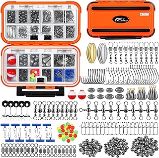PLUSINNO 253/387pcs Fishing Gear Accessories Kit, Fishing Tackle Box with Tackle Included, Fishing Hooks, Fishing Weights Sinkers, Spinner Blade, Fishing Equipment for Bass Trout Bluegill Crappie product image