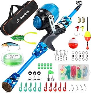 Kids Fishing Pole Kit Set，Portable Telescopic Fishing Rod and Reel Combo Full Kits for Boys, Girls, Beginner, Youth product image