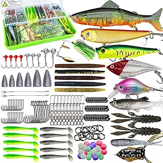 Fishing Lures Kit Set, Baits Tackle Including Crankbaits, Topwater Lures, Spinnerbaits, Worms, Jigs, Hooks, Tackle Box and More Fishing Gear Lures for Bass Trout product image