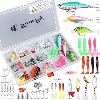TCMBY Fishing Lures Bait Tackle Kit Set for Freshwater Trout Bass Fishing, Including Accessories, Fishing Tackle Box, Crankbait, Spoon, Hooks, Fishing Gear and Equipment for Starter Beginner. product image
