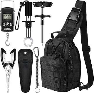 Hungdao 7 Pcs Christmas Fishing Gifts for Men Fishing Tool Kit Fish Gear Backpack Pliers and Equipment Include Hook Remover Backpack Pliers Kit Scale Gripper Weigh Separator product image