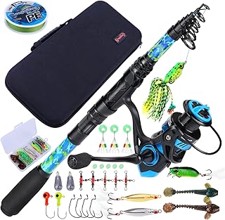 Sougayilang Telescopic Fishing Rod and Reel Combos, Full Kit with Carrier Bag, 11+1 Bearings Spinning Reel, Carbon Fiber Travel Fishing Pole for Saltwater Freshwater product image