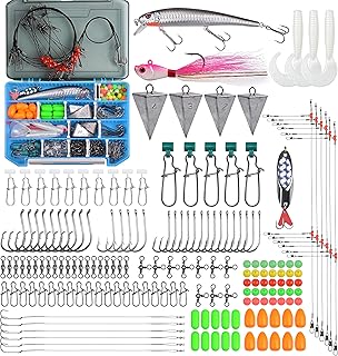 Surf Fishing Gear,173pcs Saltwater Surf Fishing Tackle Kit Saltwater Fishing Lures Fish Finder Rigs Pompano Rigs Pyramid Sinker Weight Bucktail Jigs Fishing Hooks Swivels Various Accessories product image