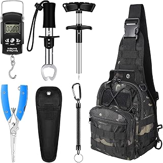 Hungdao 7 Pcs Fishing Gifts Backpack Tool Kit Fishing Gear Set Fish Hook Pliers Remover Digital Scale Gripper Sheath Lanyards Fish Hook Separator product image