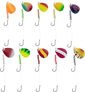 Dr. Fish 10 Pack Walleye Rigs Kit, 47 Inches, 15LB Mono Crawler Harness Walleye Float Rig Colorado Spinner Octopus Hooks for Freshwater Trolling product image