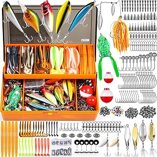 PLUSINNO 353/404 PCS Fishing Lures, Upgrade Fishing Tackle Box with Tackle Included, Crankbaits, Hooks, Weights, Other Accessories, Fishing Lure Bait Gear Equipment Kit Gift for Men Freshwater Bass product image