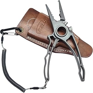 Titanium Fishing Pliers, Premium Saltwater Fishing Gear, Tungsten Cutters, Split Ring Hook Remover, Knot Tying Tool with Lanyard, Ice Fishing, Sea Fishing Kit Gifts for Men product image