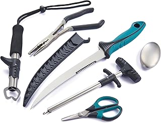 KNINE OUTDOORS 6PCS Fishing Tool Kit, Fishing Pliers, Fish Fillet Knife, Fishing Gripper, Fishing Scissors for Braided line, Fishing Gear and Equipment, Fishing Gifts for Men product image