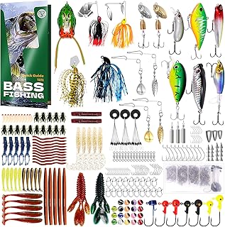 FONMANG 322-Piece Fishing Lures Kit - Buzz Bait/Spinner Baits/Jig/Frog, Fishing Tackle Box with Tackle Included, Soft Bait/Hooks/Weights, Fishing Gear Lure Kit Gift for Men Freshwater Bass Trout product image