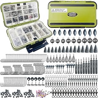 306pcs Fishing Lure Accessories Kit Including Hooks, Sinkers Weights, Rubber Bobber, Jigs, Beads, Swivels Snaps, Fishing Gear Kit with Tackle Box product image
