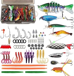 SMMYMGF Fishing Lures Tackle Box Kit,Saltwater Freshwater Fishing Gear and Equipment,Including Bionic Swimbait,Top Water baits,Soft Plastic Baits, Accessories etc for Bass,Trout, Salmon. product image