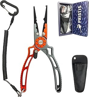 Pristis UTA II Fishing Pliers, Multi-Function Split Ring Plier Gear, Saltwater Resistant Teflon Coated Locking Hook Remover Cutter, Stainless Steel Top & Aluminum Body Tool Kit Tackle Set for Bass product image