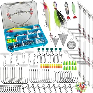 OROOTL Saltwater Fishing Tackle Box, 151pcs Surf Fishing Gear Kit Saltwater Lures Fish Finder Rigs Pyramid Sinkers Hooks Swivels Pompano Rigs for Deep Sea Accessories product image