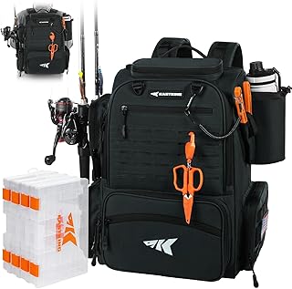 KastKing Bait Boss Fishing Tackle Backpack with Rod Holders-4 Tackle Boxes-Rain Cover,45/43L Large Storage for Fishing Gear product image