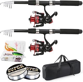 Tripquips Fishing Rod, 6.9ft 2Pcs Telescopic Fishing Pole Set, Spinning Rod and Reel Combo with Carrier Bag Freshwater Fishing Rod and Reel Combos Kits Fishing Gear product image
