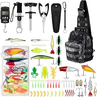 Sosation 134 Pcs Fishing Tool Fishing Tackle Box Kit and Equipment for Adults Beginner Gift, Hook Remover, Pliers Kit, Backpack Tackle Container Lures, Lip Gripper, Weigh Scale product image