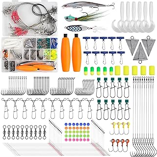 SILANON Saltwater Surf Fishing Tackle Kit,174pcs Ocean Saltwater Fishing Gear Surf Fishing Rigs Saltwater Lures Bucktail Jigs Pyramid Sinkers Fishing Floats Hooks Swivels Surf Fishing Accessories product image
