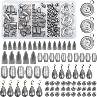Fishing Weight Sinkers Kit, 81pcs Assorted Drop Bass Sinkers Split Shot Sinkers Coin Weights Saltwater Casting Fishing Sinkers Set with Tackle Box product image