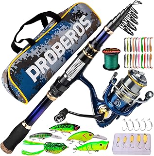 Fishing Rod and Reel Combo - Telescopic Fishing Poles and Spinning Reels Combos - Carbon Fiber Fishing Pole with 2500 Fishing Reel Combos - Bass Fishing Tackle Gear Set Fishing Rods Kit 1.8m/5.9ft product image