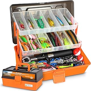PLUSINNO Large 3 Layers Fishing Tackle Box with Tackle Included, 415Pcs Fishing Lures Kit Contains Pliers, Crankbait, Hooks, Weights & Accessories, Fishing Gear Gifts for Men Starter Kits Bass Trout product image