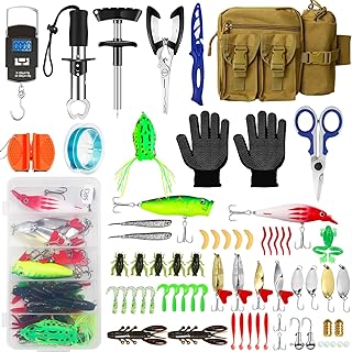 Fishing Tool Kit - 112pcs Fishing Gear & Equipment, Fish Pliers, Hook Remover, Scale, Scissors, Lip Gripper, Lures product image