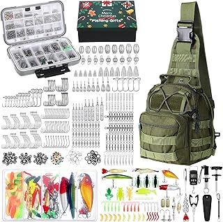 Sosation 482 Pcs Fishing Gifts for Men Fishing Sling Bag Tool Gear Equipment Accessories Kit Fish Backpack Tackle Box with Tackle Included Fish Hook Remover Tool Lures Lip Gripper product image